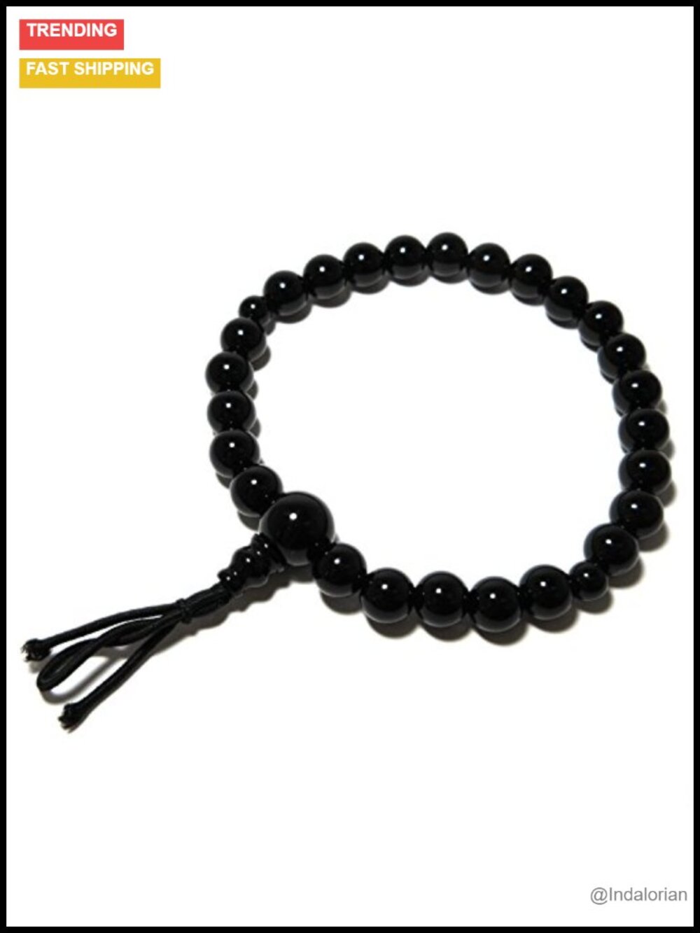 Handmade Japanese Juzu Bracelet with Black Onyx Prayer Beads